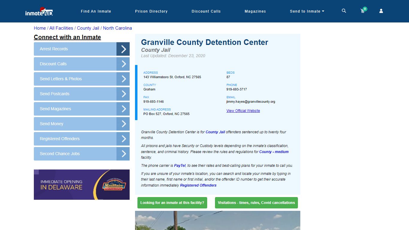 Granville County Detention Center - Inmate Locator - Oxford, NC