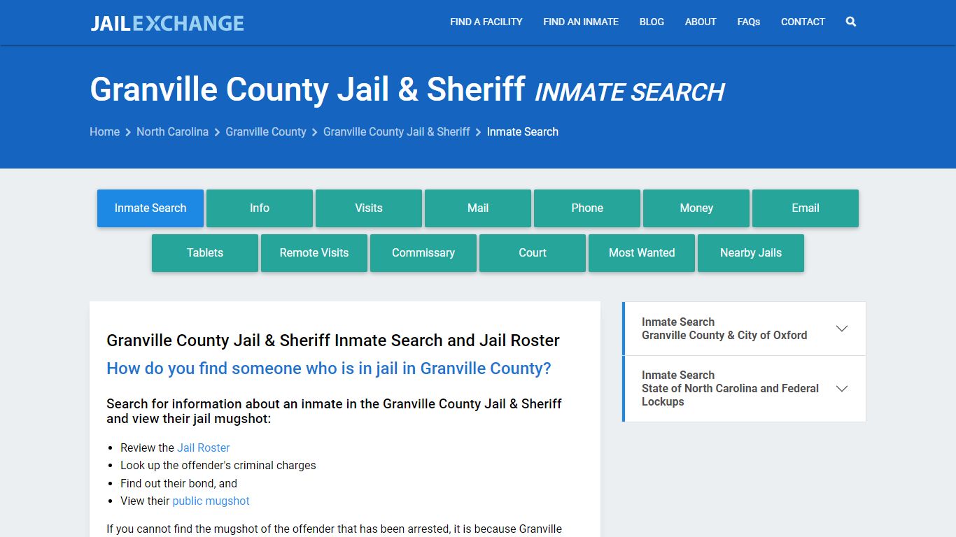 Inmate Search: Roster & Mugshots - Granville County Jail & Sheriff, NC